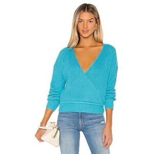 Majorelle Norah Wrap Sweater in Bright Blue Size X-Small Coastal Y2K